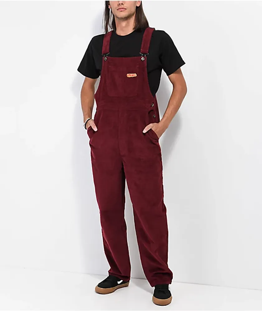 Maroon corduroy overalls dress. M