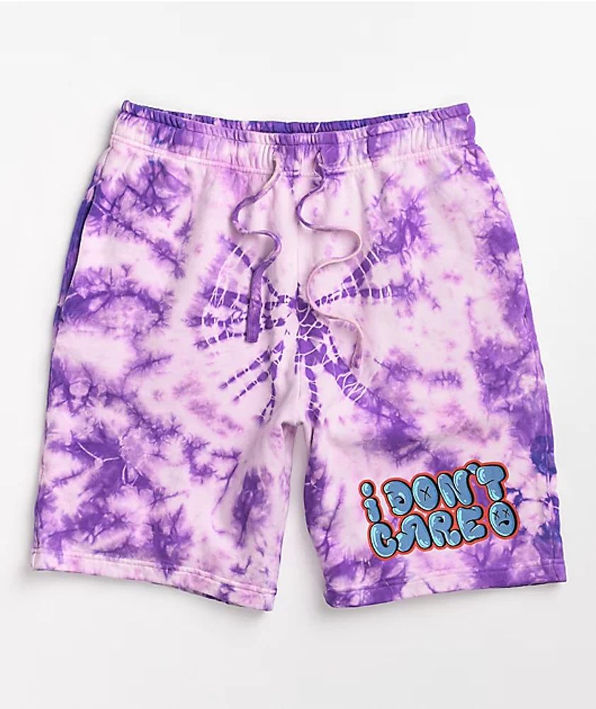 Purple tie dye shorts on sale