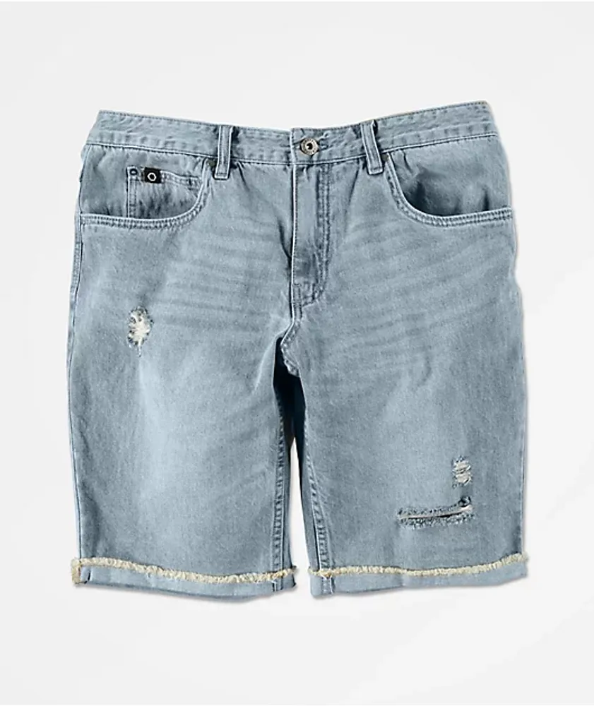 Empyre Richmond Aged Medium Blue Denim Shorts | Shop Midtown