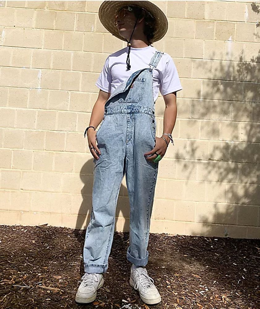 Light wash denim sales overalls