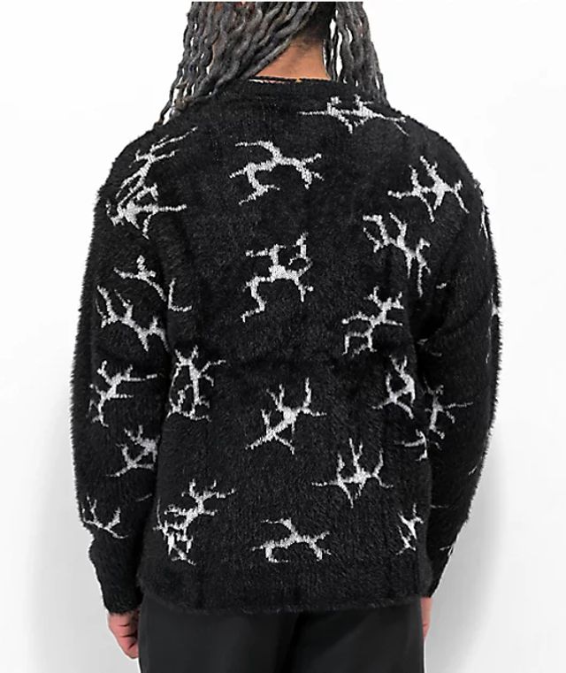 HUF Cracked Black Cardigan Sweater | Bramalea City Centre