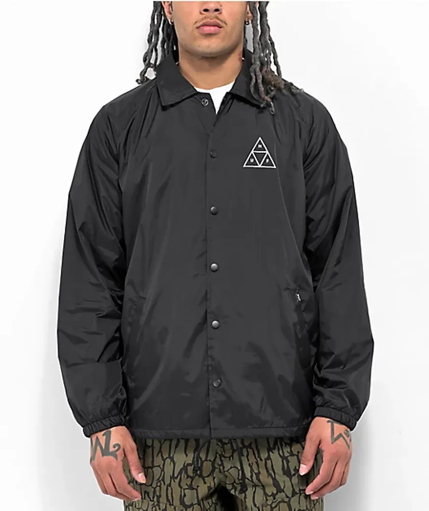 HUF Essentials Triple Triangle Black Coaches Jacket | Connecticut