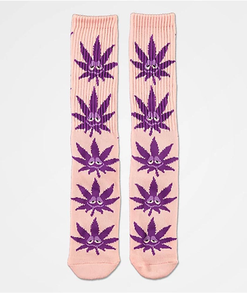 HUF Green Buddy Strains Pink Crew Socks | Foxvalley Mall