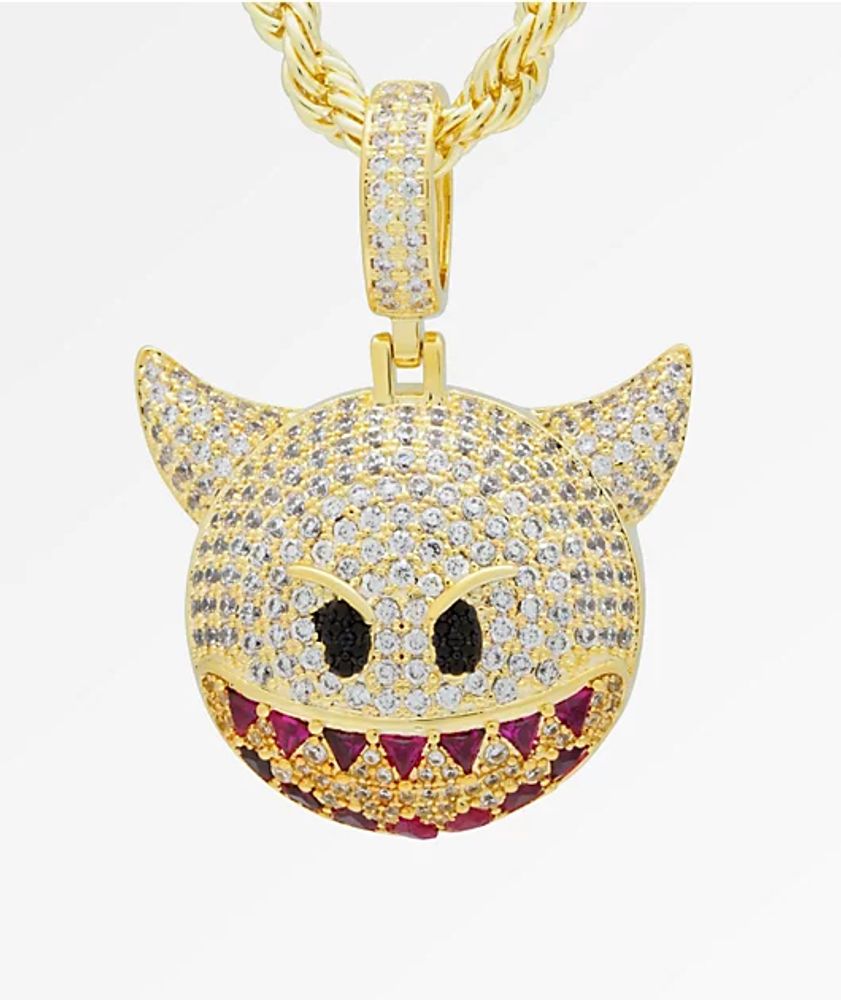 King Ice Devil Emoji Gold Necklace Shop Midtown