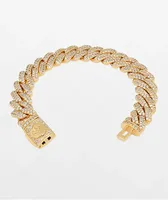 King Ice Iced Diamond Cut Miami Cuban Link 12mm Yellow Gold