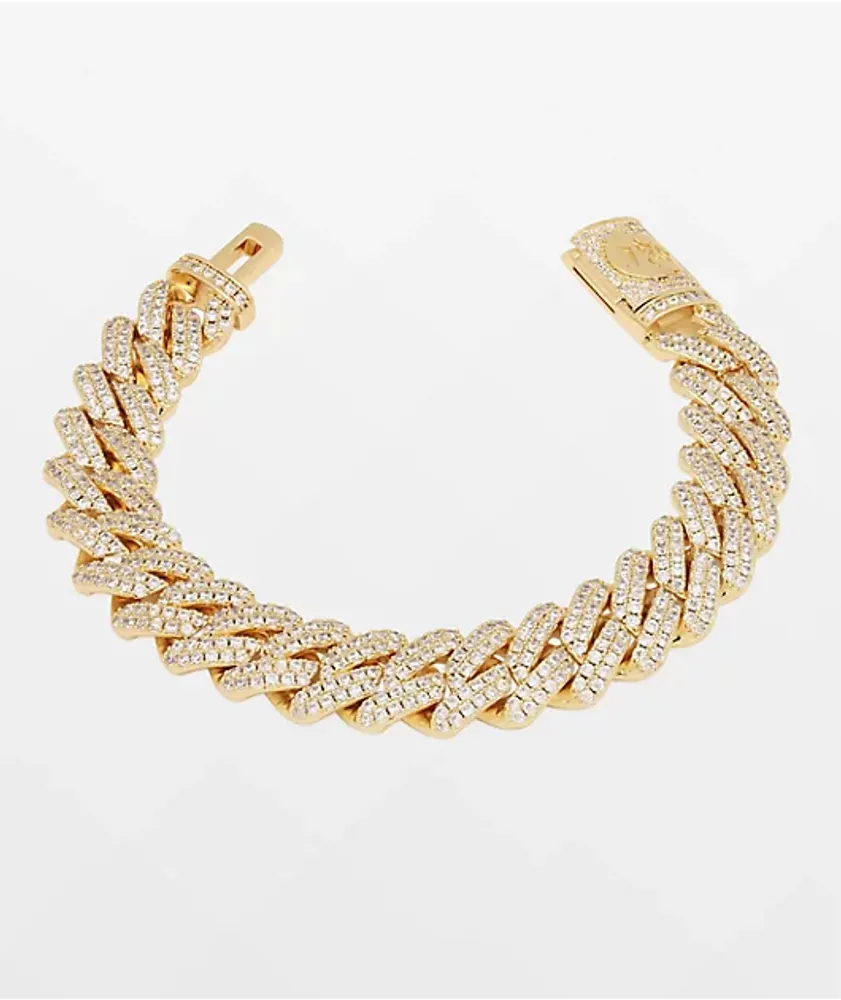 King Ice Iced Diamond Cut Miami Cuban Link 12mm Yellow Gold