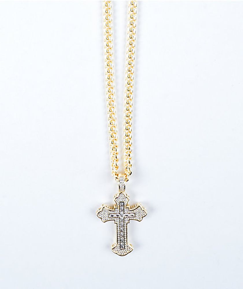 King Ice X Tupac Cross 5mm Miami Cuban Chain 24 Gold Necklace Bayshore Shopping Centre 3028