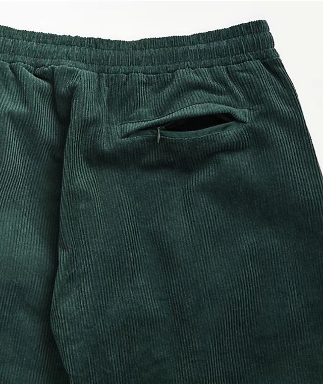 Krooked Eyes Dark Green Elastic Waist Corduroy Pants | MainPlace Mall
