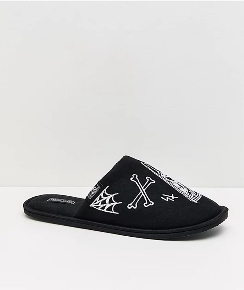 Lurking Class by Sketchy Tank Logo Black Slippers | Bayshore Shopping ...