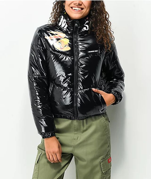 Members Only Hi Shine Silver Reflective Puffer Jacket | Mall of 