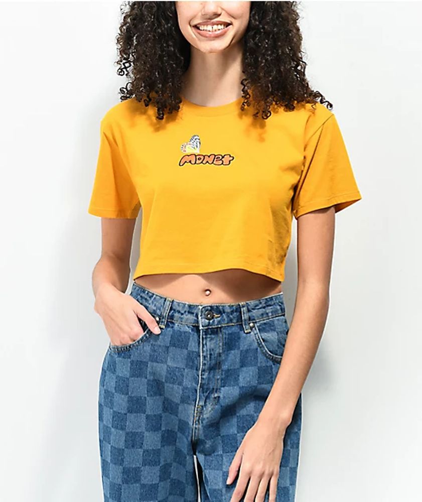 Monet Bea Butterfly Yellow Crop T-Shirt | Vancouver Mall