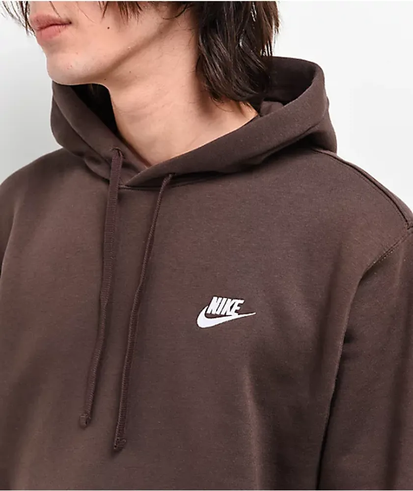 Brown fleece hoodie sales