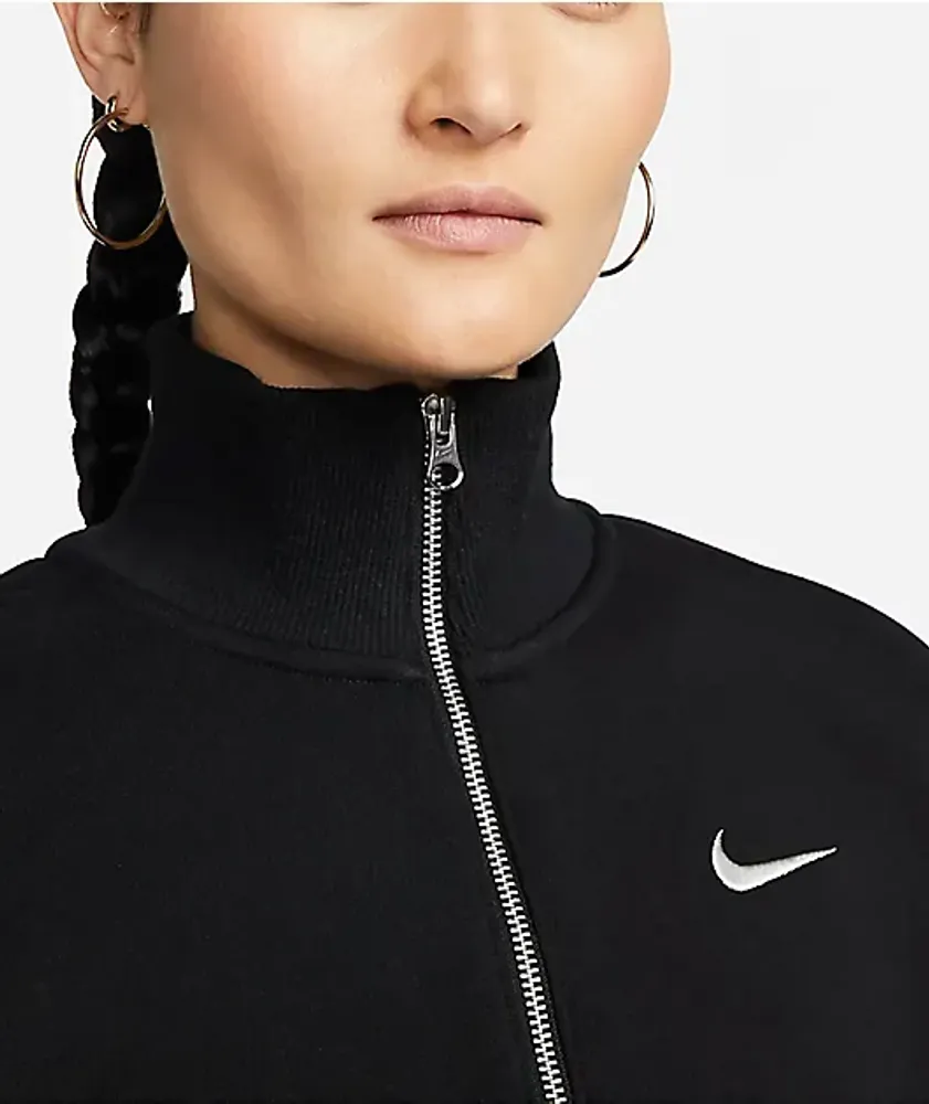 Nike Sportswear Phoenix Fleece Black Quarter Zip Crop Sweatshirt