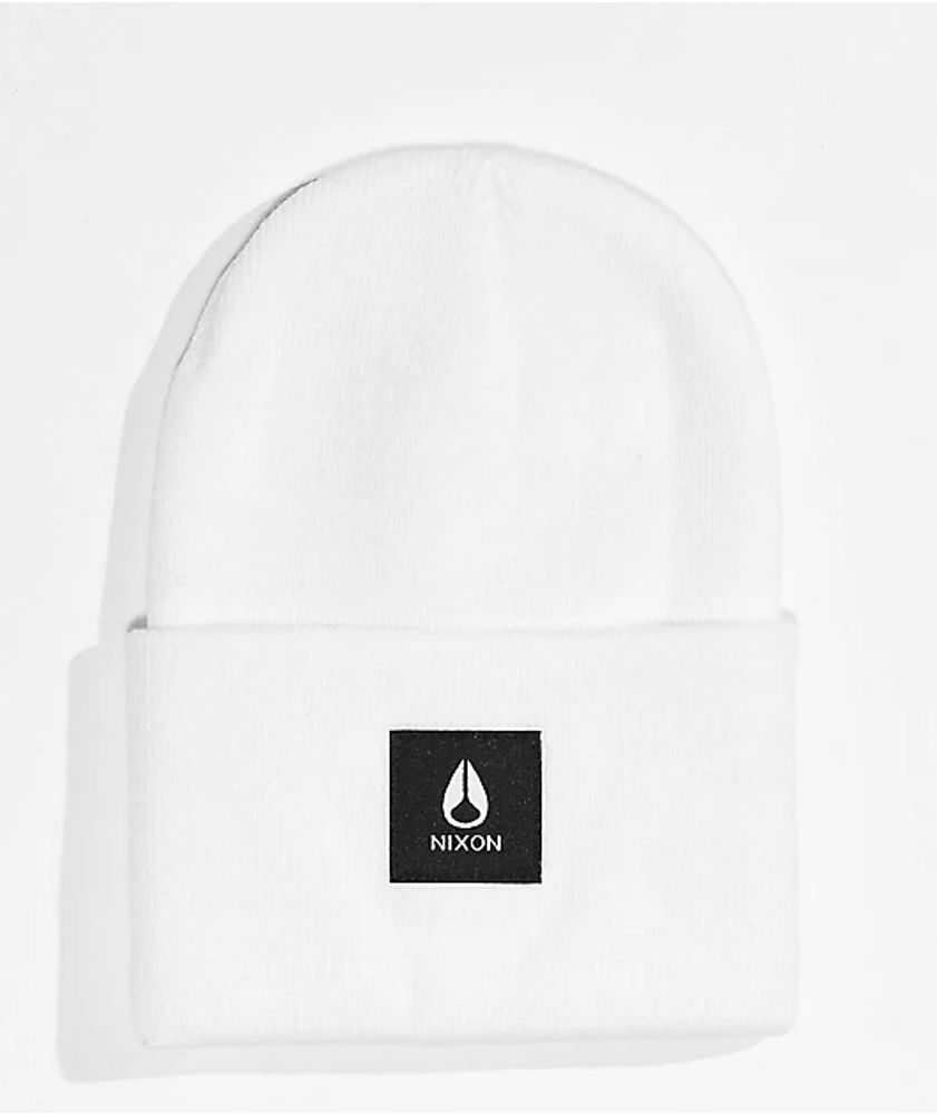 Nixon Hume Beanie In Pale Pink - Stretchy Knit Acrylic Beanie With Folded Cuff