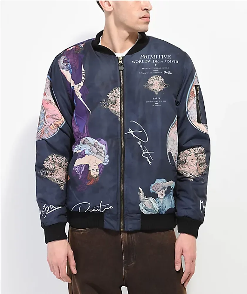 Primitive x Mucha Tragedy Navy Bomber Jacket | Shop Midtown