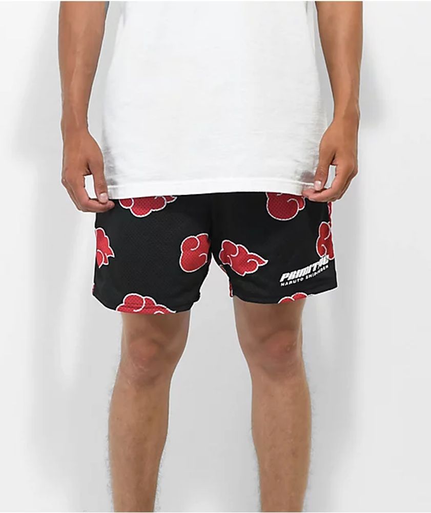 Primitive x Naruto Shippuden Akatsuki Black Mesh Shorts Mall of