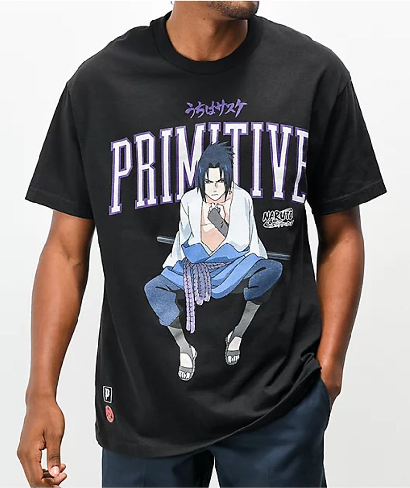Primitive x Naruto Shippuden Sasuke Curse Mark Black T-Shirt 