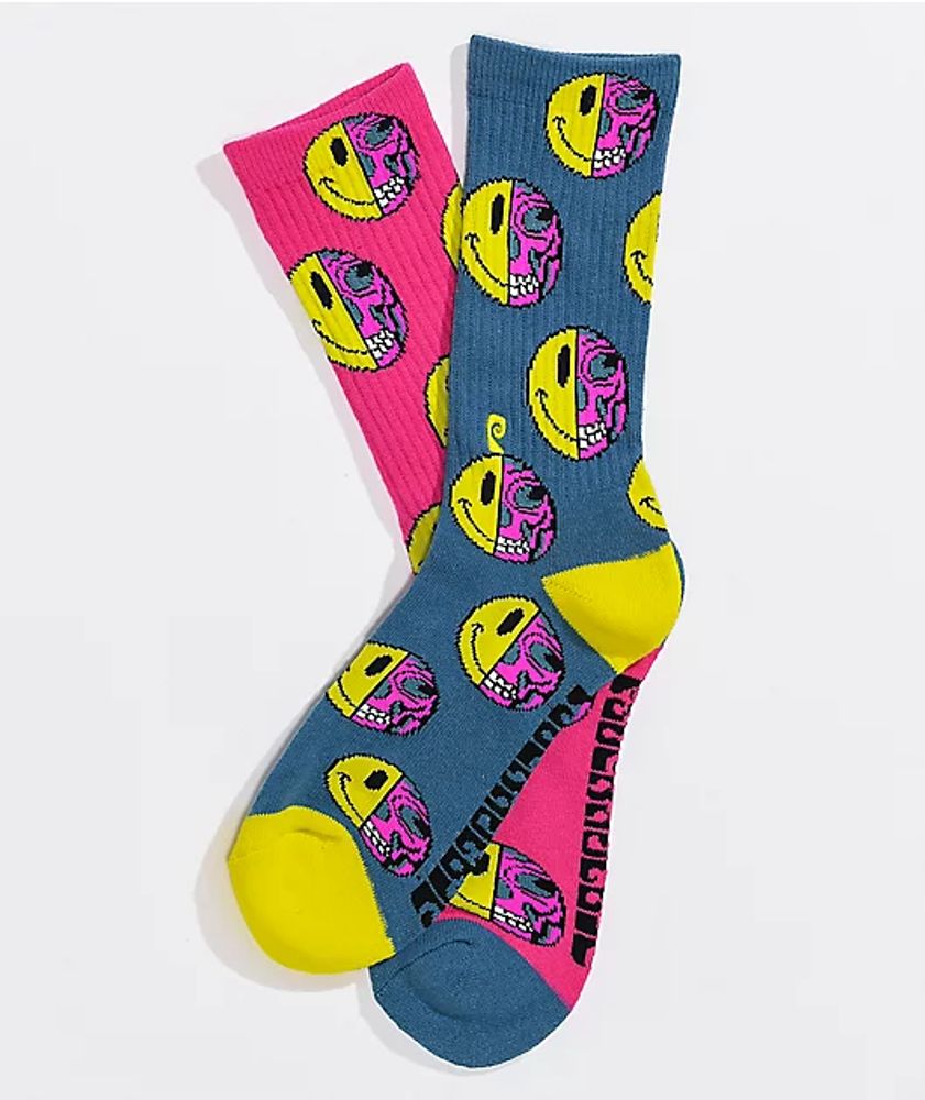 Psockadelic Half Happy Blue & Pink Mismatched Crew Socks | Mall of America®
