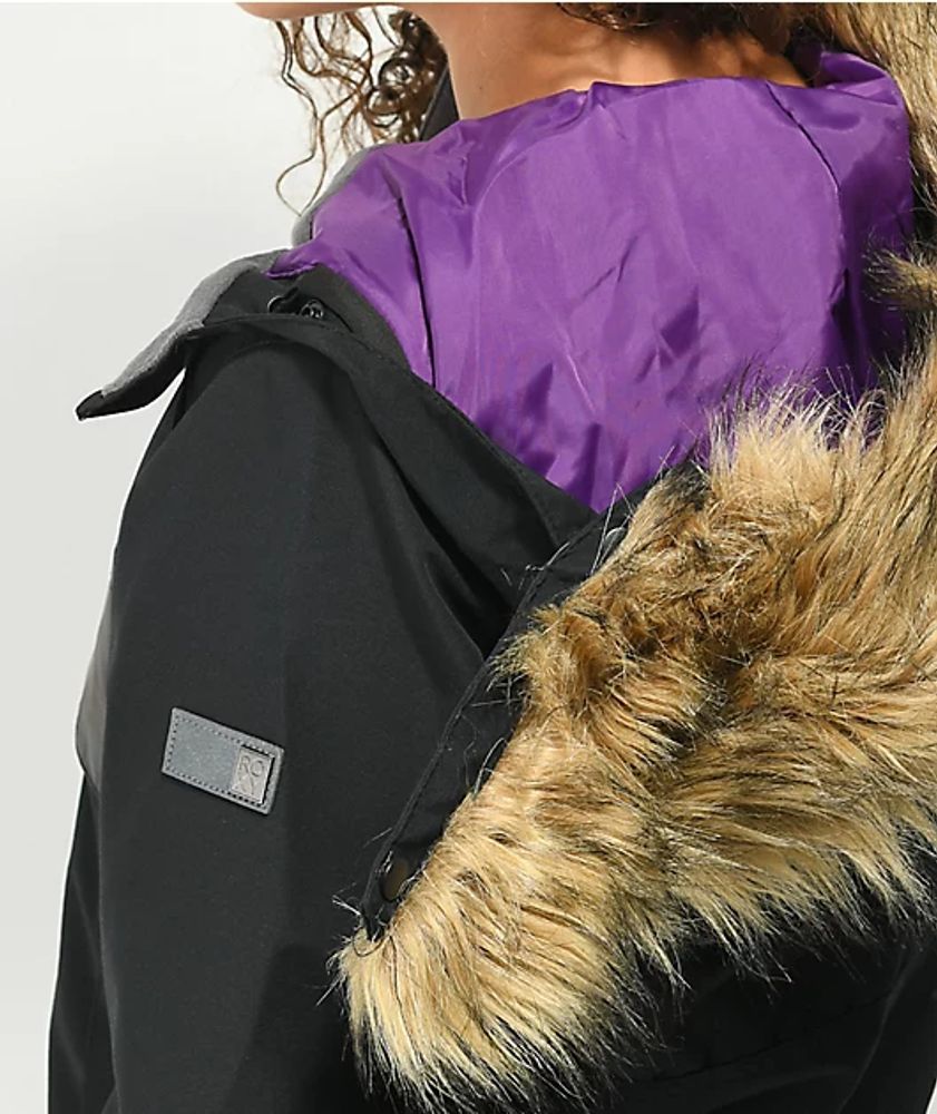 Roxy Shelter Black & Irridescent Anorak 10K Snowboard Jacket Mall of