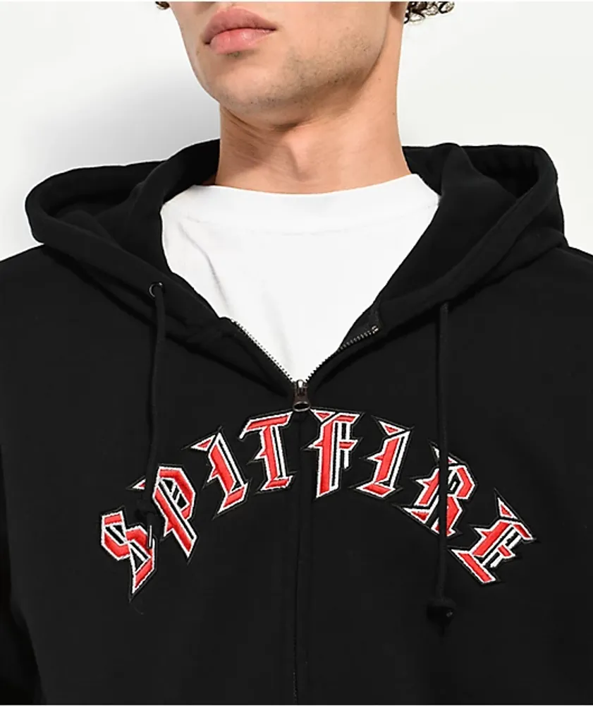 Spitfire Old E Embroidered Black Zip Hoodie | Coquitlam Centre
