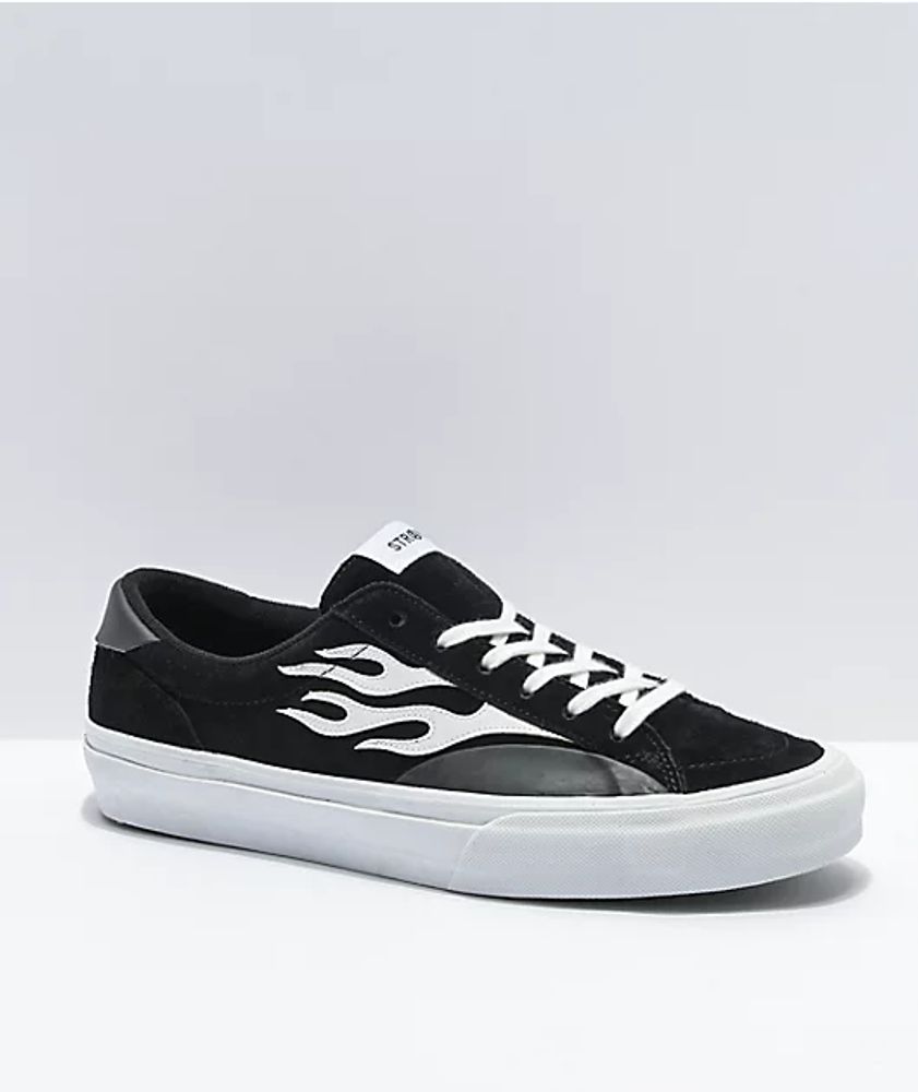 Straye Logan Flame Black & White Suede Skate Shoes | Mall of America®