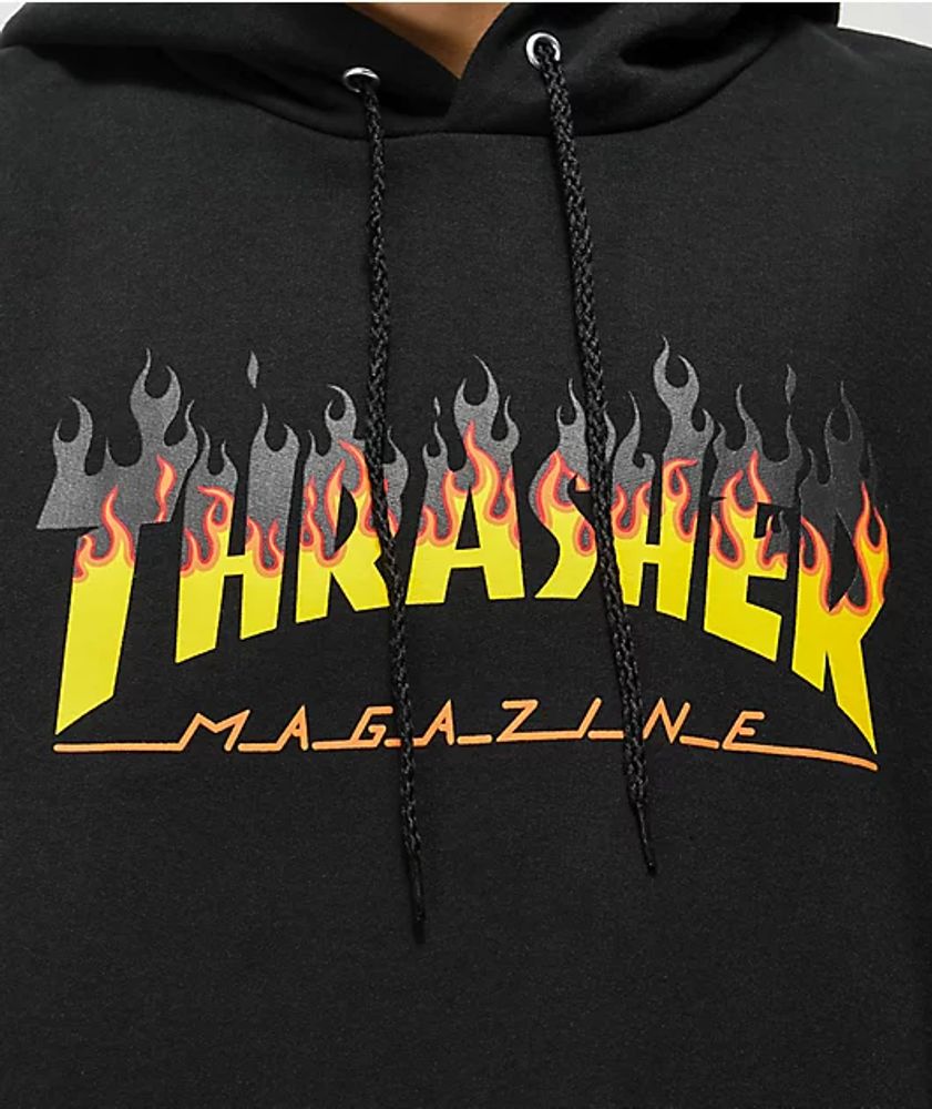 Black and orange online thrasher hoodie