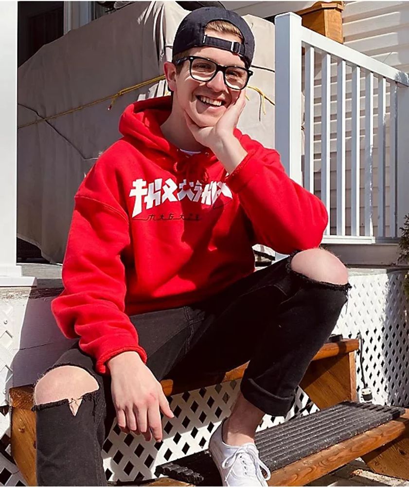 Red thrasher hoodie hot sale