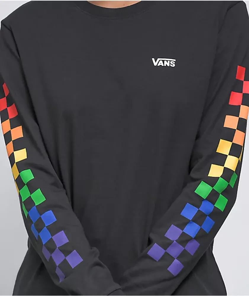 Vans Pride Prism Black Checkered Long Sleeve T-Shirt | Mall of