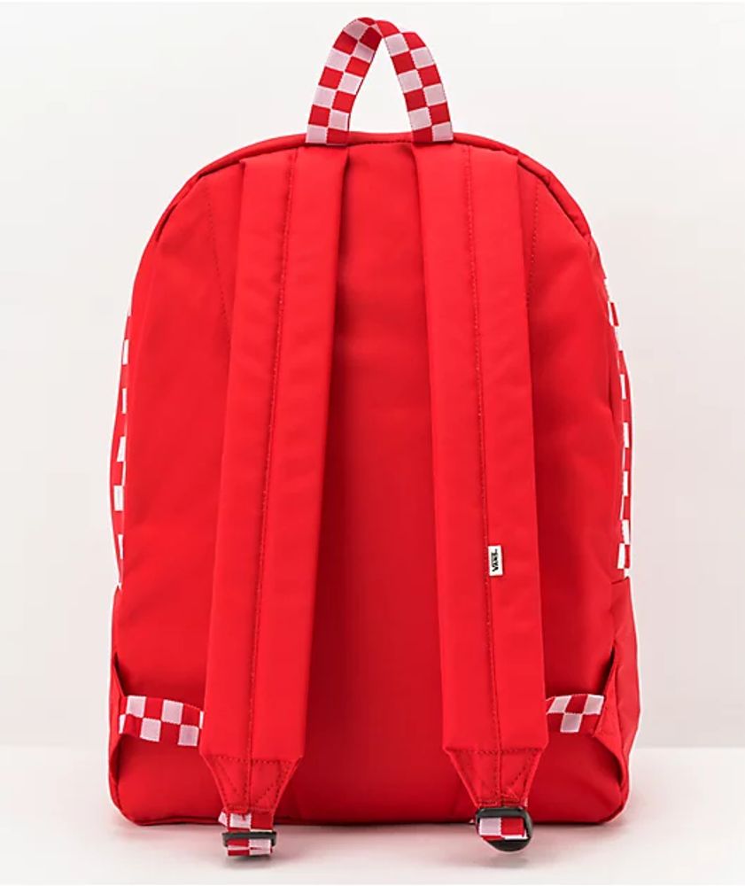 Vans sporty realm red & checkerboard backpack store