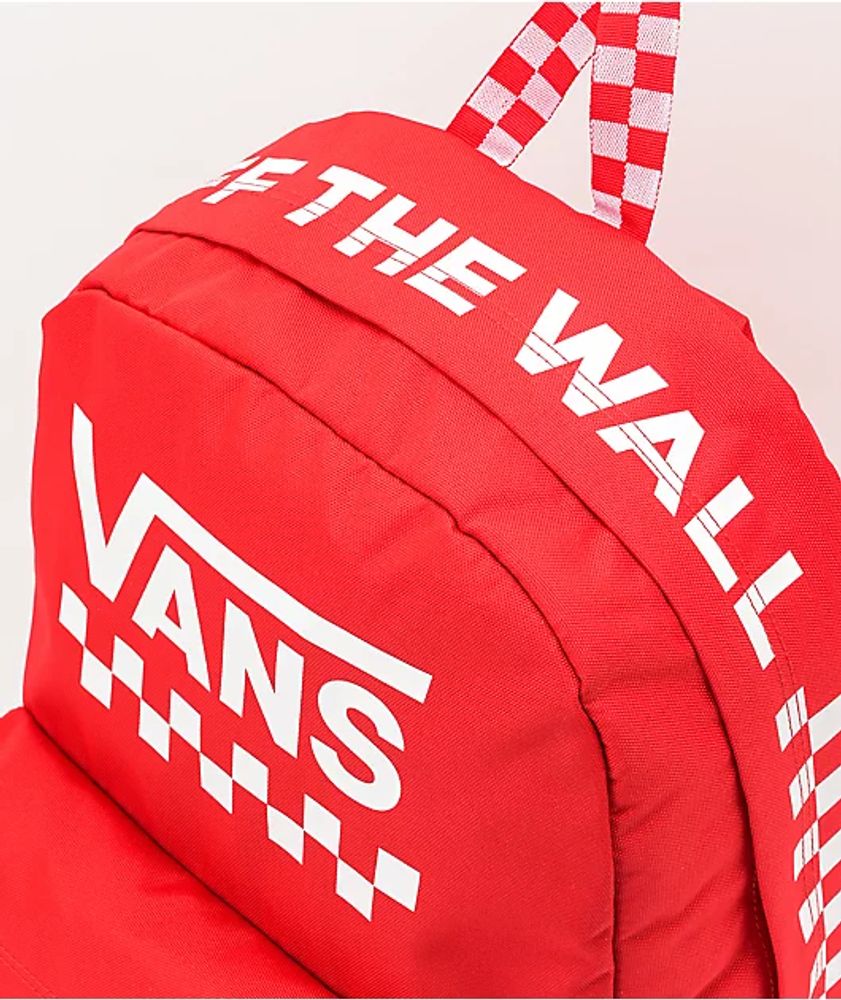 Vans sporty realm red & checkerboard backpack store