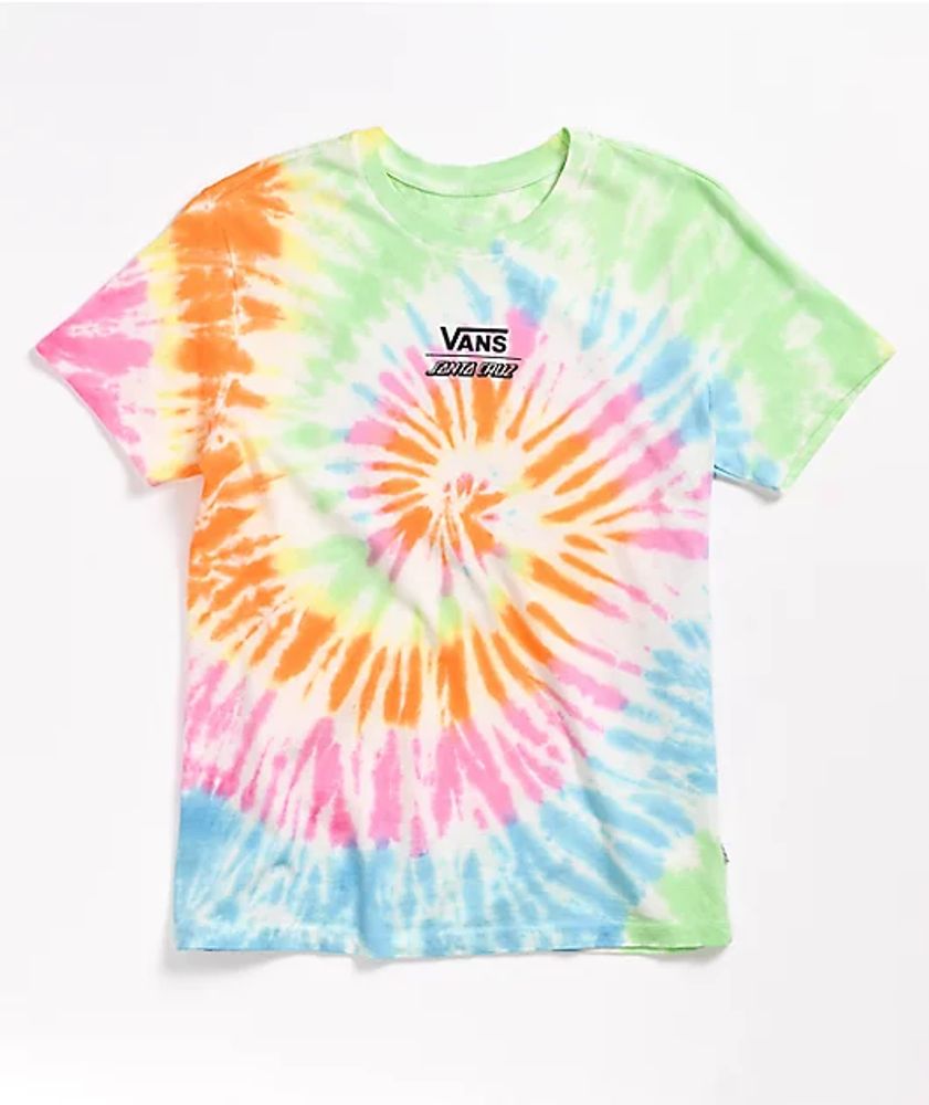 Vans x Santa Cruz Screaming Check Rainbow Tie Dye T-Shirt | Mall