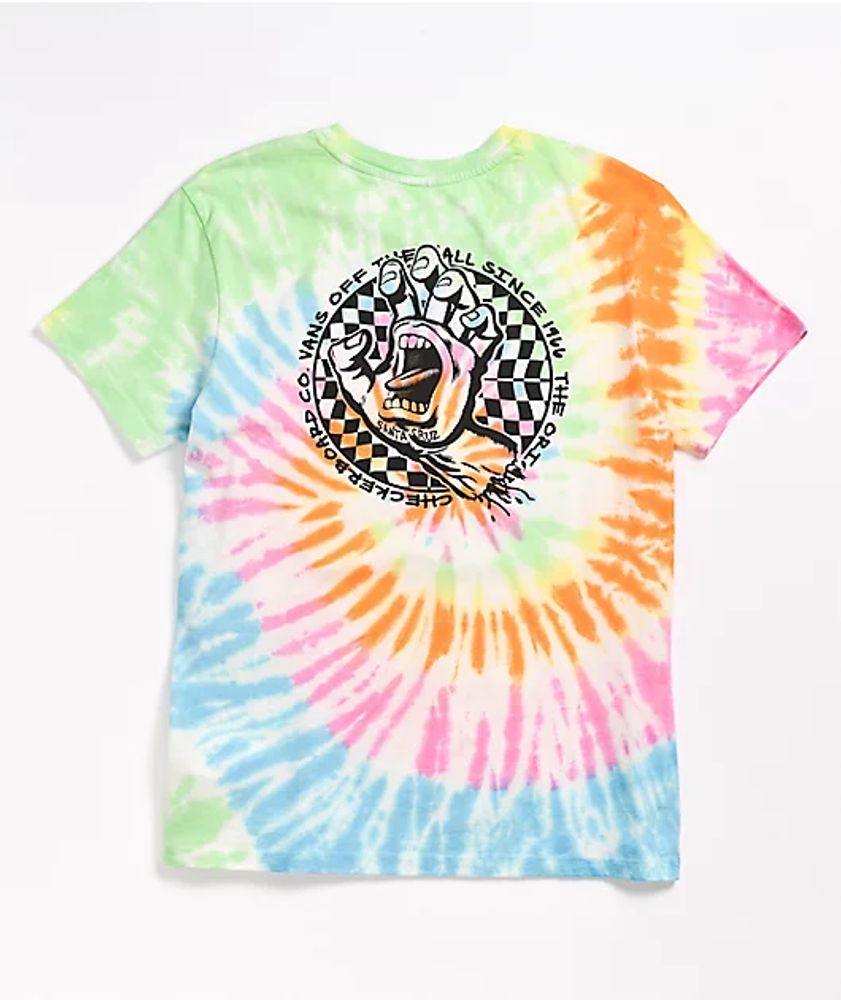 Vans x Santa Cruz Screaming Check Rainbow Tie Dye T-Shirt | Mall