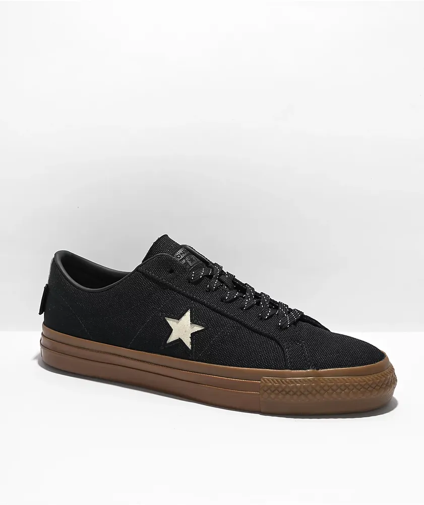 Converse Converse One Star Pro Black & Gum Cordura Skate Shoes ...