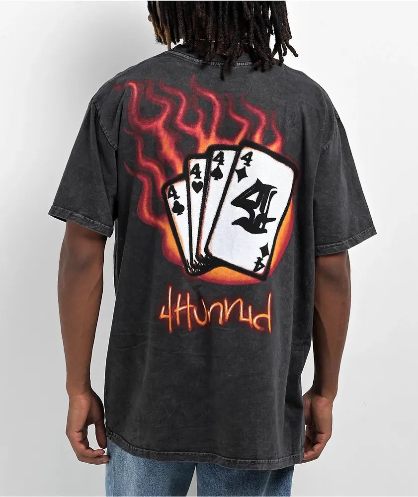 4Hunnid 4 Of A Kind Black Wash T-Shirt | MainPlace Mall