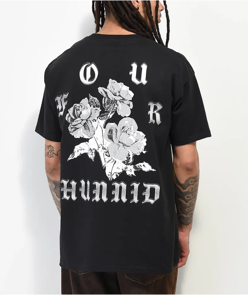4Hunnid Chrome Roses Black T Shirt CoolSprings Galleria
