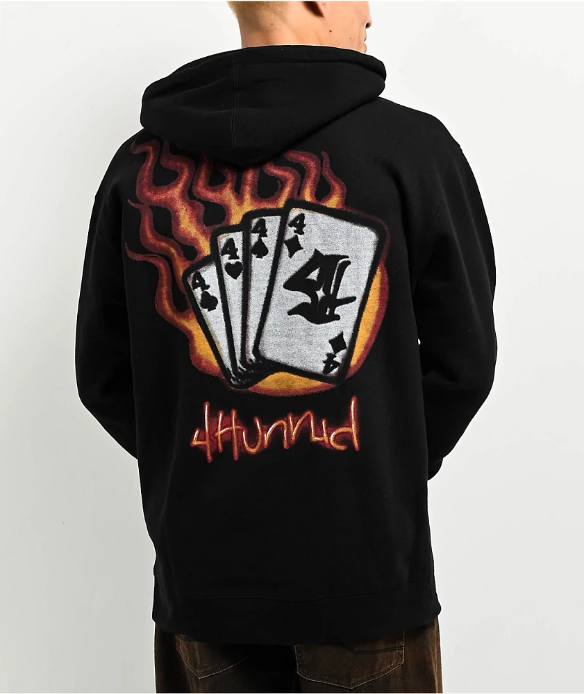 4Hunnid Four Of A Kind Black Hoodie | Liberty Center