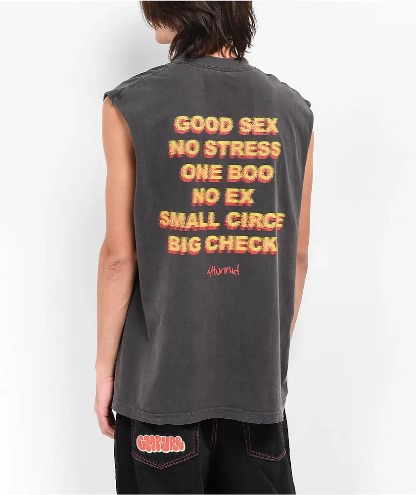 4Hunnid Good Sex Black Wash Muscle Tank Top Vancouver Mall