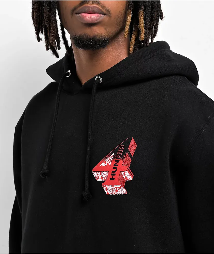 4hunnid paisley red hoodie new arrivals