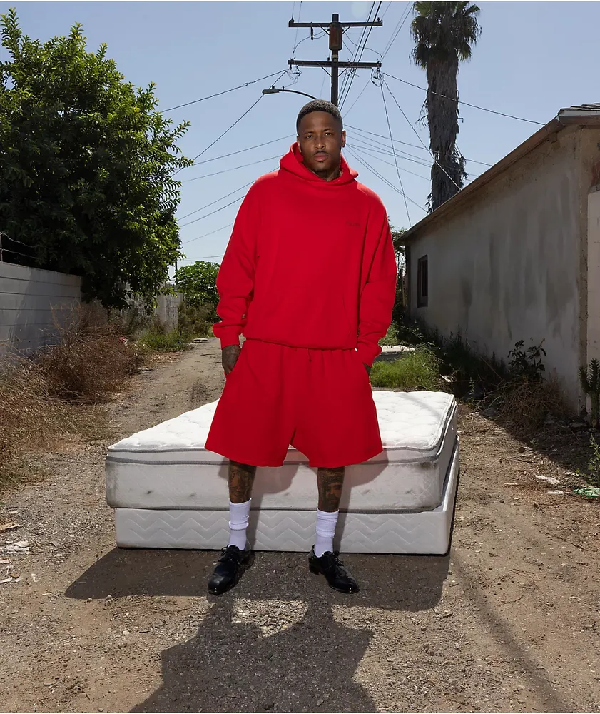 4Hunnid Komfort Kollection Red Pigment Dye Hoodie | Liberty 4Hunnid Komfort Kollection Red Pigment Dye Hoodie | Liberty