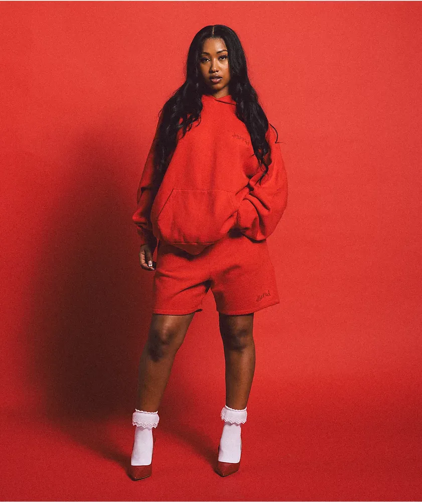 4Hunnid Komfort Kollection Red Pigment Dye Hoodie at Mall of