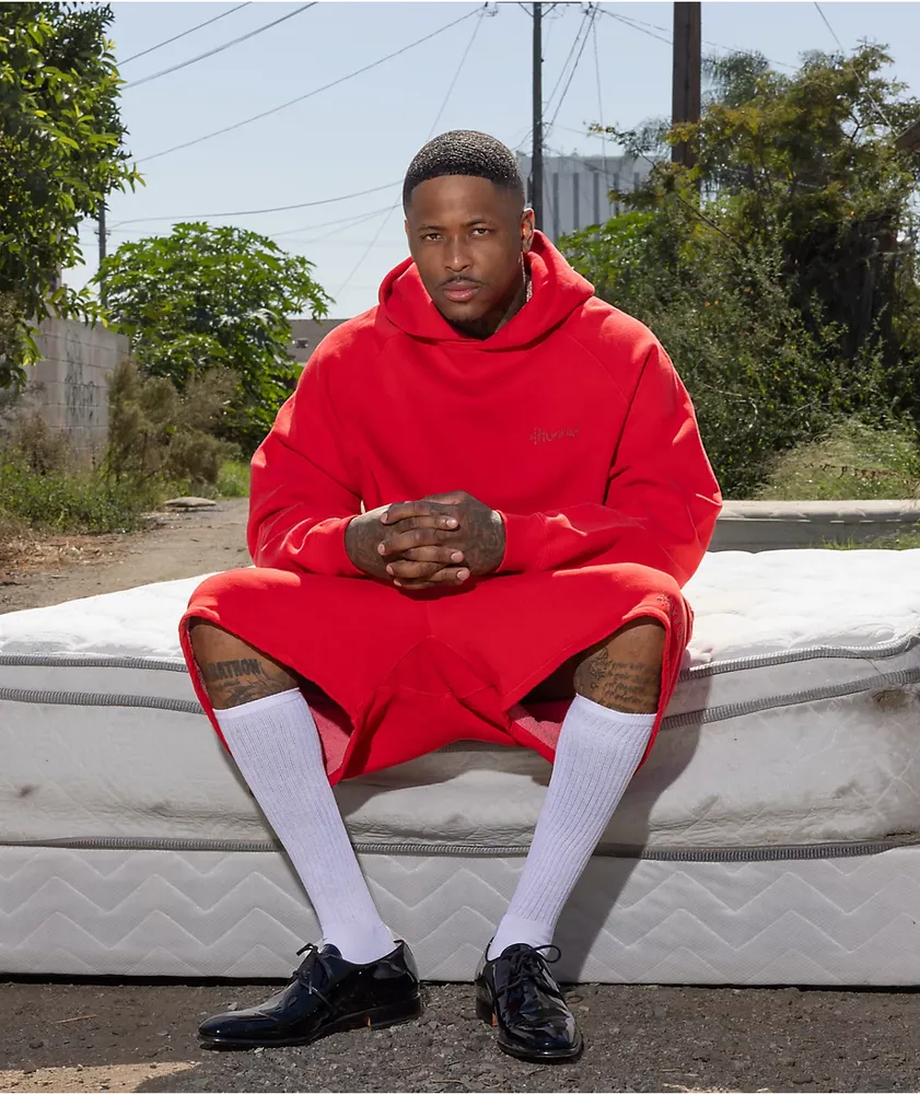 4Hunnid Komfort Kollection Red Pigment Dye Sweat Shorts