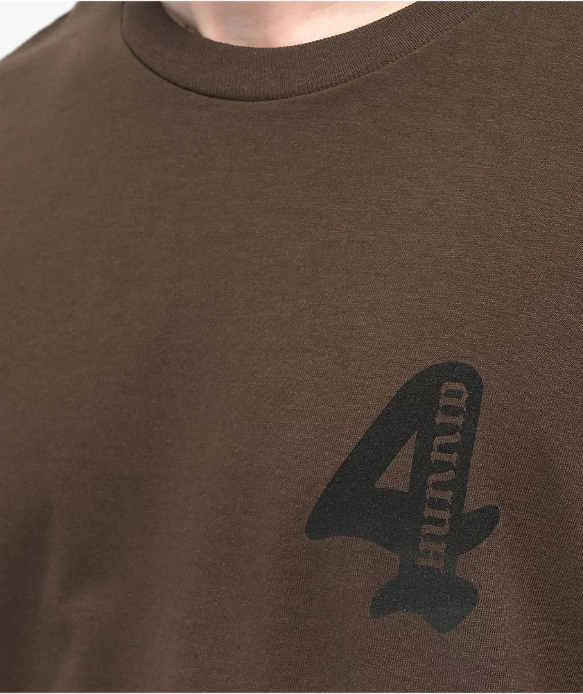 4Hunnid Logo Brown T-Shirt | Liberty Center