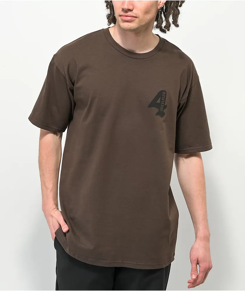 4Hunnid Logo Brown T-Shirt | Liberty Center