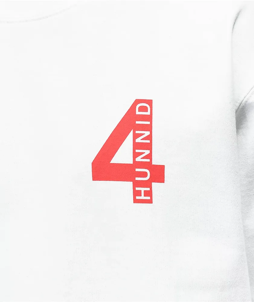 4Hunnid Logo White Crewneck Sweatshirt Mall of America