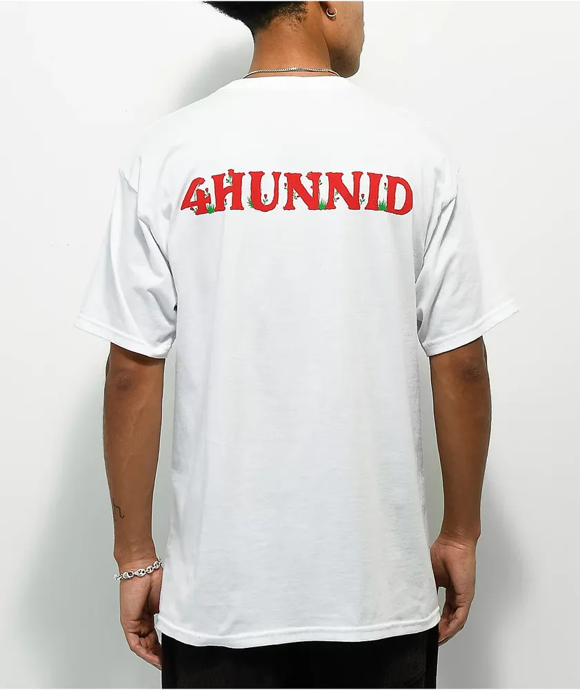 4Hunnid Roses Logo White T Shirt Hamilton Place
