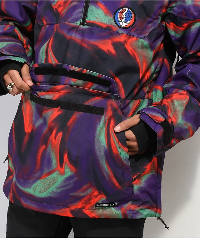 686 x Grateful Dead Renewal Purple Tie-Dye Anorak Snowboard