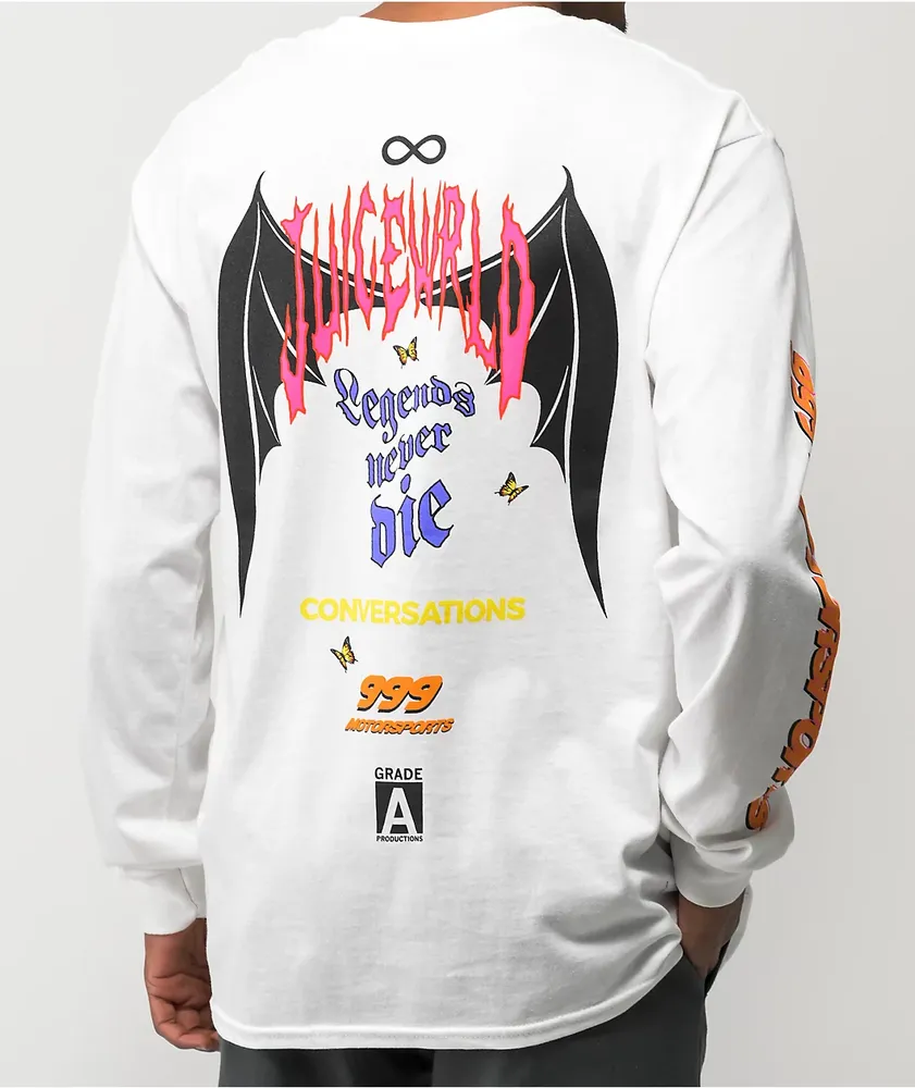 999 Club by Juice WRLD Conversation Motorsport White Long Sleeve T