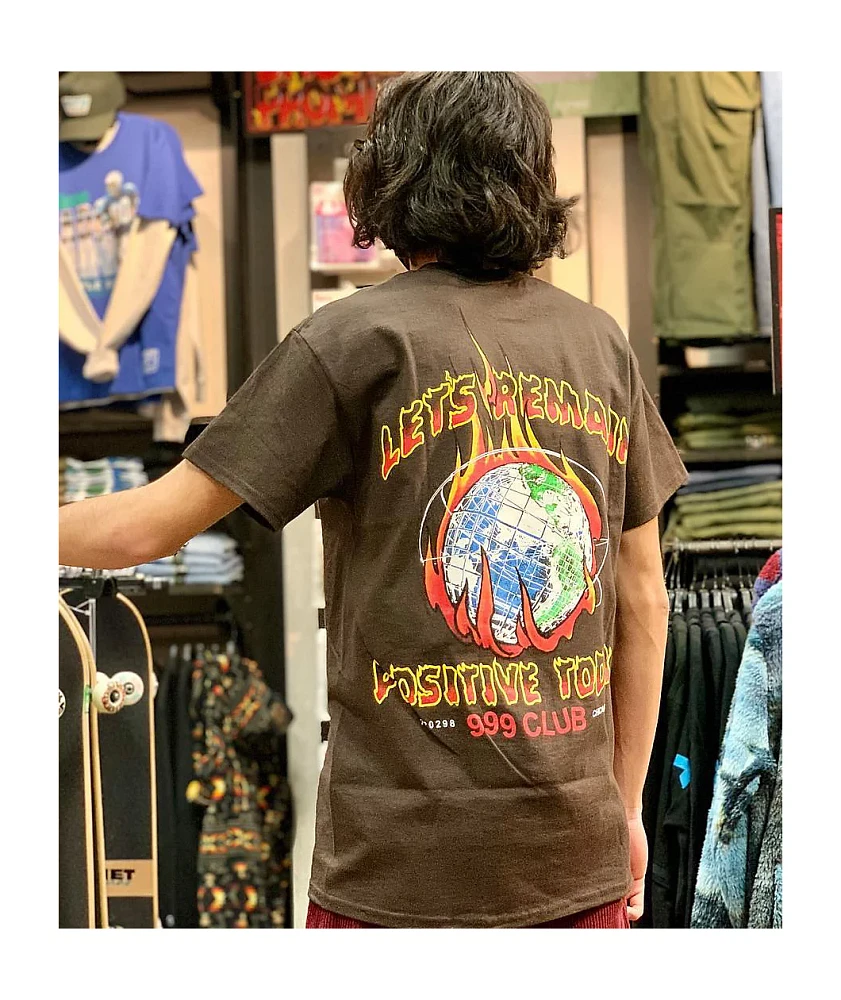 999 Club by Juice WRLD Remain Positive Brown T-Shirt | MainPlace Mall
