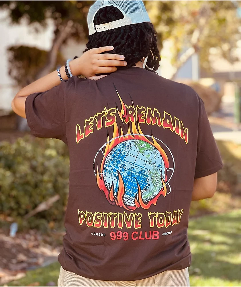 999 Club by Juice WRLD Remain Positive Brown T-Shirt at