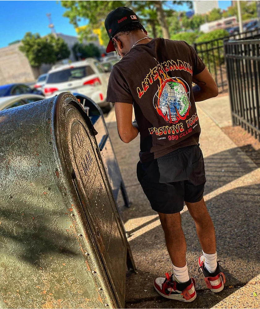 999 Club by Juice WRLD Remain Positive Brown T-Shirt at